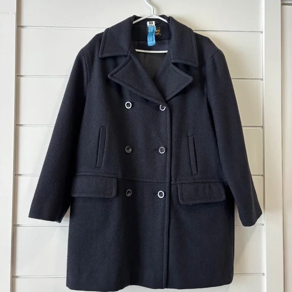 Vintage Gallery by Fennelli navy double breasted pea coat wool blend - Picture 1 of 17